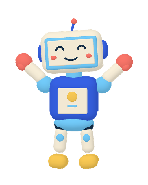 A robot with its arms raised in celebration