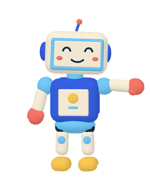 A friendly robot introducing the profile