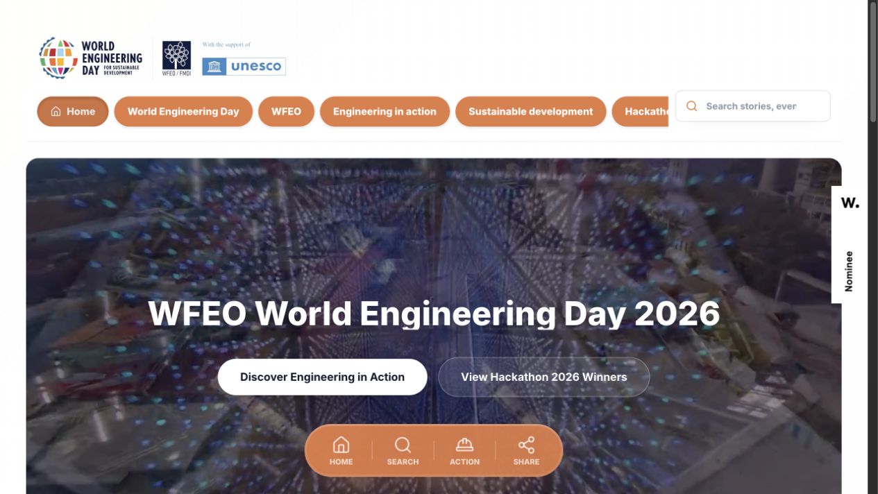 World Engineering Day website, created by Alex